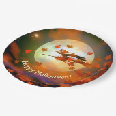 Halloween-Hexenflug Pappteller (Schrägansicht)