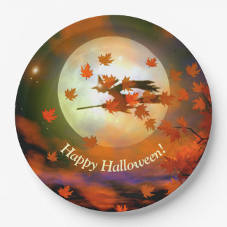 Halloween-Hexenflug Pappteller