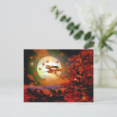 Halloween-Hexenflug Postkarte (Stehend Vorderseite)