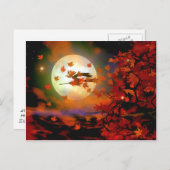 Halloween-Hexenflug Postkarte (Vorne/Hinten)