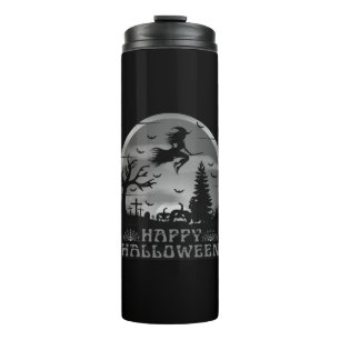 HALLOWEEN HEXENFRIEDHOF SCHWARZ WEISS THERMOSBECHER