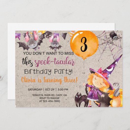 Halloween Hexengeburt Einladung, einladen. Einladung (Vorne/Hinten)