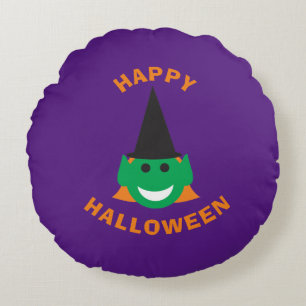 Halloween Hexengefecht Niedlich lächeln glücklich Rundes Kissen