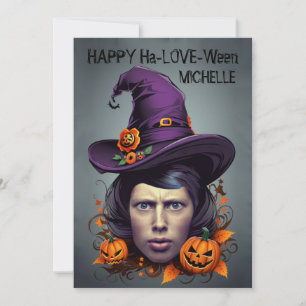 Halloween-Hexengesicht in Loch-Grüße Einladung