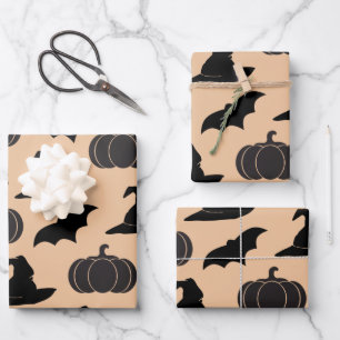 Halloween Hexenhats & Bats & Pumpkins Geschenkpapier Set