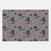 Halloween Hexenhut Candy Orange Black Lila Geschenkpapier Set (Vorderseite)