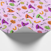 Halloween Hexenhut, Candy & Pumpkins 3 Geschenkpapier (Ecke)
