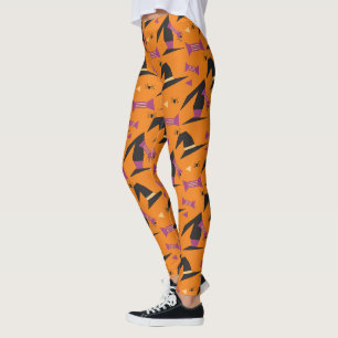 Halloween Hexenhut Candy Spider Orange Lila Leggings