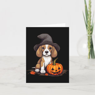 Halloween Hexenhut Kürbis Hund Beagle Karte