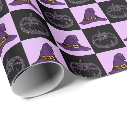 Halloween Hexenhut Pumpkin-Gesichtspunkt Spooky Mu Geschenkpapier (Rolleneckpunkt)