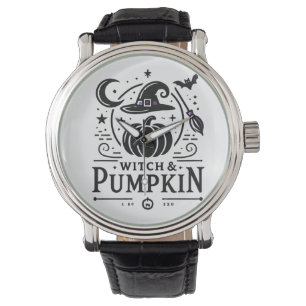 Halloween Hexenhut und Pumpkin Design Magic Art Armbanduhr