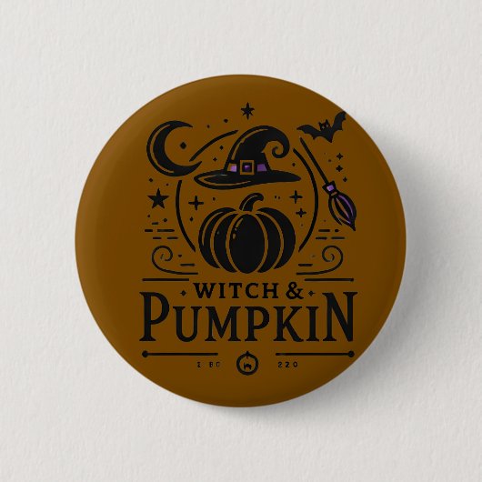 Halloween Hexenhut und Pumpkin Design Magic Art Button (Vorderseite)