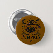 Halloween Hexenhut und Pumpkin Design Magic Art Button (Vorne & Hinten)