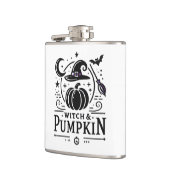 Halloween Hexenhut und Pumpkin Design Magic Art Flachmann (Links)