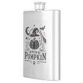 Halloween Hexenhut und Pumpkin Design Magic Art Flachmann (Links)