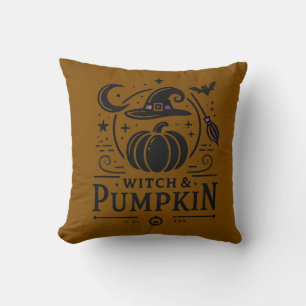 Halloween Hexenhut und Pumpkin Design Magic Art Kissen