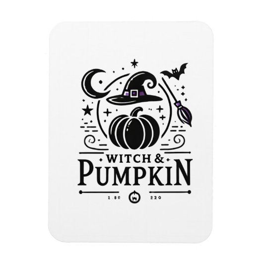 Halloween Hexenhut und Pumpkin Design Magic Art Magnet (Vertikal)