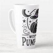 Halloween Hexenhut und Pumpkin Design Magic Art Milchtasse (Linke Ecke)