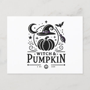 Halloween Hexenhut und Pumpkin Design Magic Art Postkarte