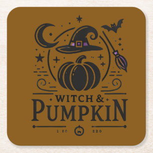Halloween Hexenhut und Pumpkin Design Magic Art Rechteckiger Pappuntersetzer