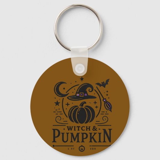 Halloween Hexenhut und Pumpkin Design Magic Art Schlüsselanhänger (Vorderseite)