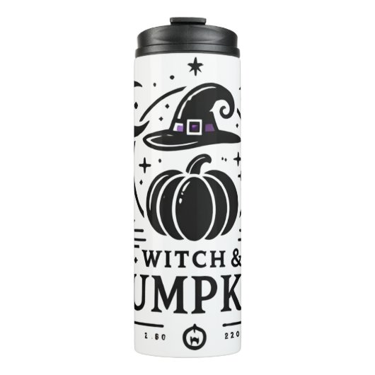 Halloween Hexenhut und Pumpkin Design Magic Art Thermosbecher (Vorderseite)