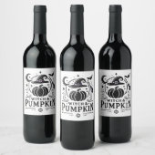 Halloween Hexenhut und Pumpkin Design Magic Art Weinetikett (Flaschen)