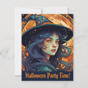 Halloween Hexenkarte Party Einladung