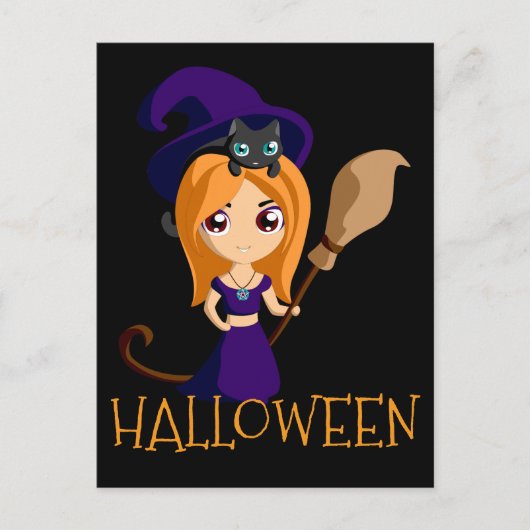 Halloween Hexenkarte Postkarte (Vorderseite)
