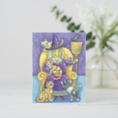 Halloween Hexenkarte Postkarte (Stehend Vorderseite)