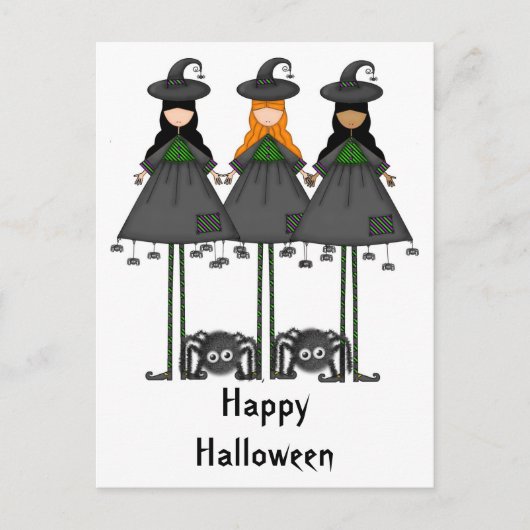 Halloween Hexenkarte Postkarte (Vorderseite)