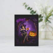 Halloween-Hexenkarte Postkarte (Stehend Vorderseite)