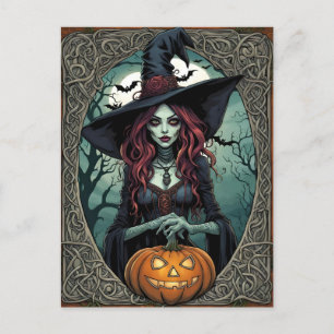 Halloween Hexenkarte Postkarte