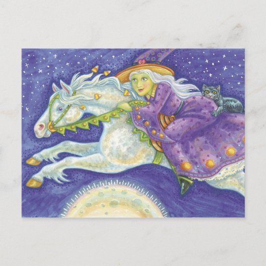 Halloween Hexenkarte Postkarte (Vorderseite)