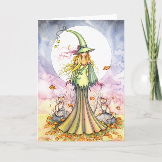 Halloween Hexenkarte und Cat Art Card Karte (Vorderseite)