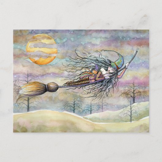 Halloween Hexenkarte von Molly Harrison Postkarte (Vorderseite)