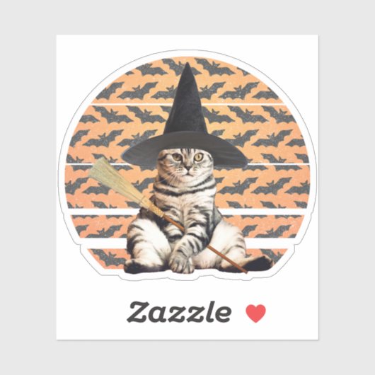 Halloween Hexenkatze Aufkleber (Blatt)