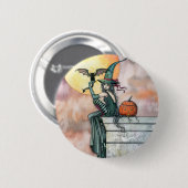 Halloween Hexenkatze Button von Molly Harrison (Vorne & Hinten)
