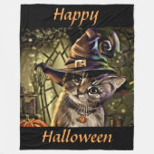 Halloween Hexenkatze Fleecedecke (Vorderseite)