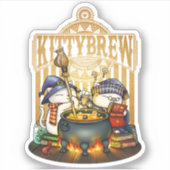Halloween Hexenkatze Kitty Brew Aufkleber (Vorderseite)