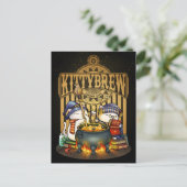 Halloween Hexenkatze Kitty Brew Feiertagspostkarte (Stehend Vorderseite)