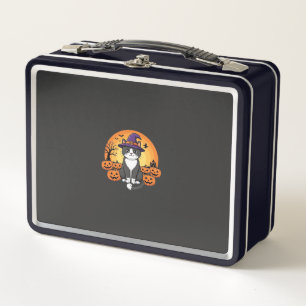 Halloween Hexenkatze Kürbis Mond Design_1 Metall Brotdose