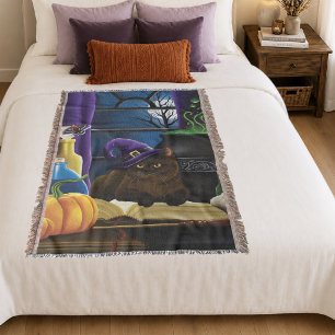 Halloween Hexenkatze Lila Magie Decke