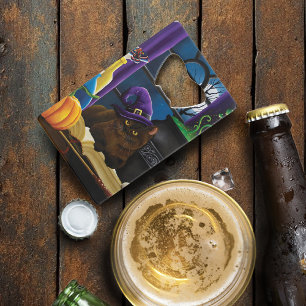 Halloween Hexenkatze Lila Magie Geldbeutel Flaschenöffner