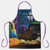 Halloween Hexenkatze Lila Magie Schürze (Vorderseite)