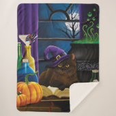 Halloween Hexenkatze Lila Magie Sherpadecke (Vorderseite)