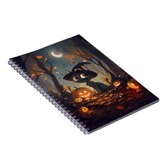 Halloween Hexenkatze Notizblock (Rechte Seite)