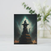 Halloween Hexenkatze Postkarte (Stehend Vorderseite)