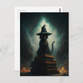 Halloween Hexenkatze Postkarte (Vorne/Hinten)