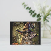 Halloween Hexenkatze Postkarte (Stehend Vorderseite)